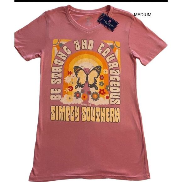 SIMPLY SOUTHERN  MEDIUM “BE STRONG AND COURAGEOUS” Tshirt - Picture 1 of 6